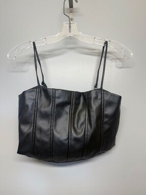 refuge Black Faux Leather Crop Top